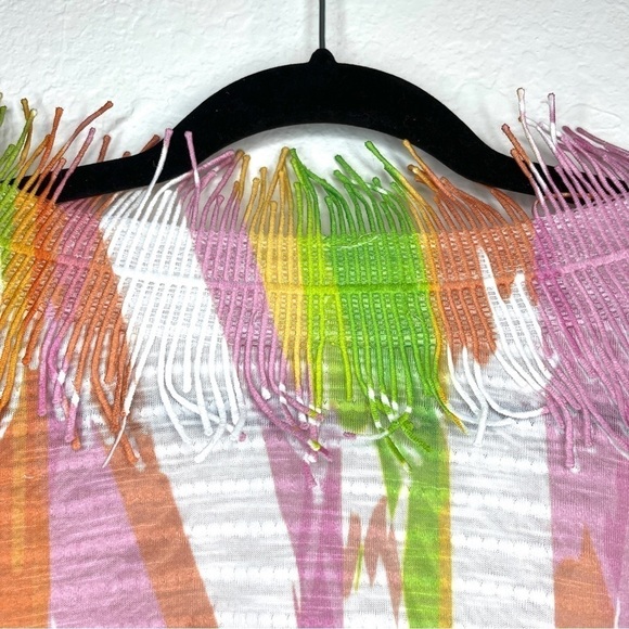 Atelier 5 By Gozde Yilmaz Multicolor 3/4 Sleeve Fringe V Neck Top - Picture 4 of 7